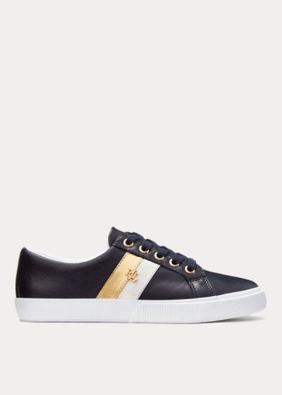 Zapatillas Ralph Lauren Mujer Azul Marino / Blancos - Janson II Leather - MWQEG0147